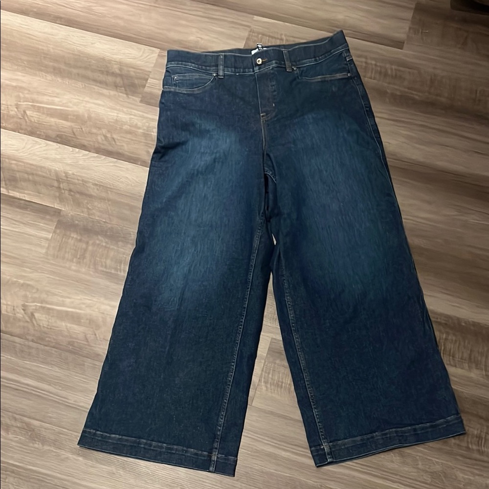 SPANX Blue Flare Wide Leg Jeans